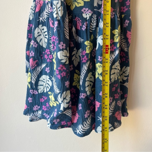 George Girls Navy Blue Tropical Floral Sundress Size 12 Rayon Midi Summer Dress - Picture 7 of 7